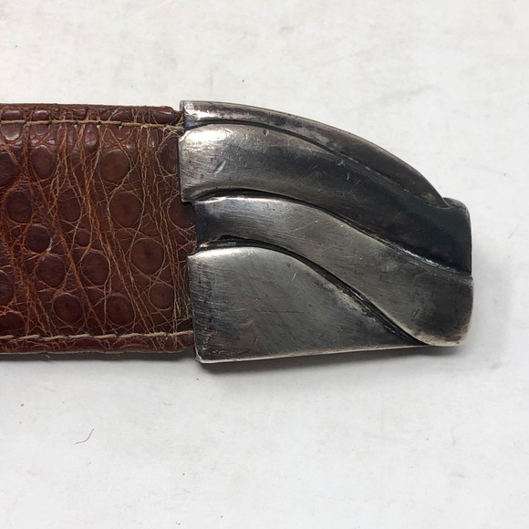 Barry Kieselstein Cord Sterling Silver Belt Buckle Alligator 2 Leather Womens main image 13